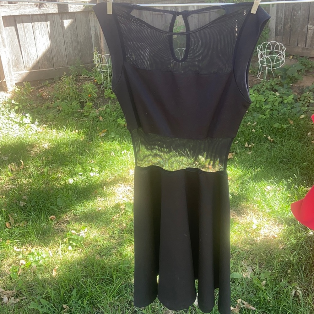 Black mesh babydoll style dress